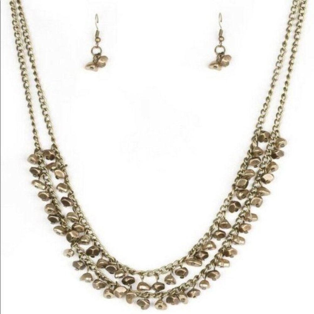 Majestic Marinas Brass Necklace Earring Set - Picture 1 of 1